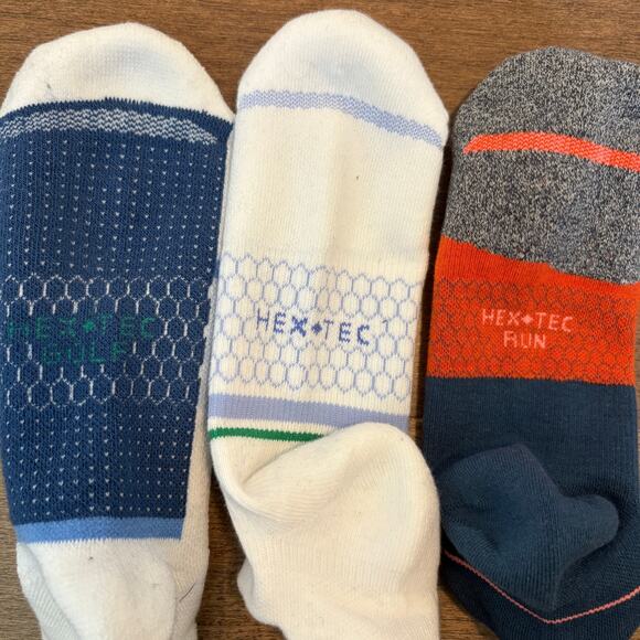 Bombas Unisex 3 Pair Variety Pack Hex-Tec Golf Run Ankle Socks size Large NEW - Picture 2 of 2